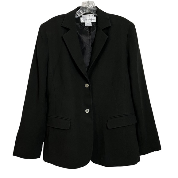 Rena Rowan Jackets & Blazers - Rena Rowan Black‎ Stretch Blazer Jacket Womens Size 12 Two Button Classic